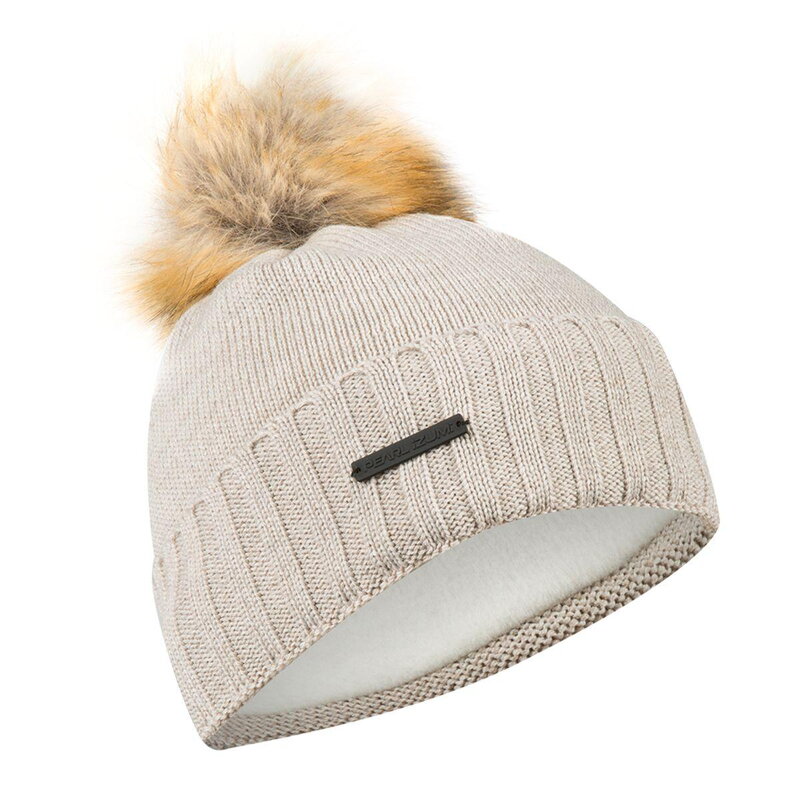 Berretto donna KNIT con pompon beige 