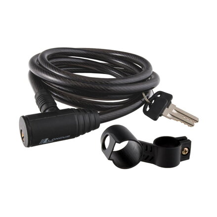Serratura LONGUS CLASSIC spirale 10/1800mm + supporto nero