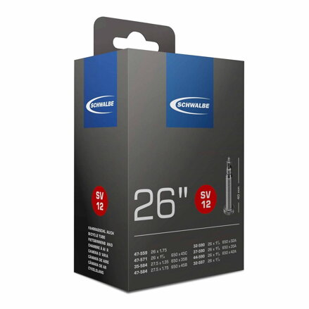 Camera d'aria SCHWALBE SV12 26x1 1/8-1.75 40mm (32/47-559/597) 140g