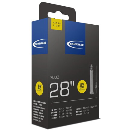 Tubo SCHWALBE SV20 700x18/28C FV 80mm (18/28-622) 65g Exlight