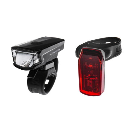 LONGUS Set luci SINGLE 1+1LED 2f/2f USB/bat nero