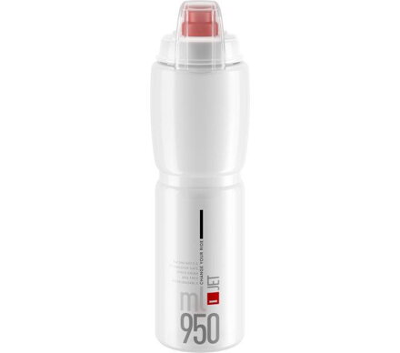 Borraccia ELITE JET PLUS 950 trasparente, logo rosso