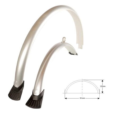 DEMA Parafanghi plastica 28" argento + montanti