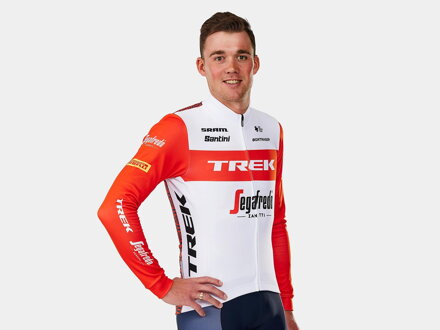Maglia a maniche lunghe Bontrager Santini Trek-Segafredo Team Replica bianca rossa