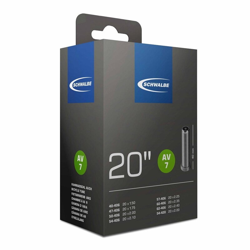 SCHWALBE Camera d'aria AV7 20x1.50/2.00 AV 40mm (40/62-406) 145g
